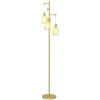 3-Light Gold Industrial Floor Lamp with Hanging Wire Shades – Dimmable Standing Lamp