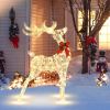 Lighted Standing Christmas Reindeer with Stakes – Outdoor Holiday Yard Decoration