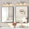 17-Inch 3-Light Vintage Crystal Glass Bathroom Vanity Light – Nickel Finish