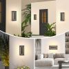 15.7" 3-Tier LED Outdoor Wall Lights 2-Pack – Black Waterproof Modern Sconces
