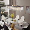 Rectangular Crystal Chandelier – Modern Adjustable E12 Hanging Light