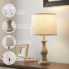 18.5" Vintage Farmhouse Table Lamps Set of 2 with Oatmeal Linen Shades