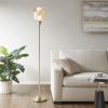67-Inch Antique Brass Uplight Floor Lamp with Mercury Glass Shade