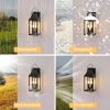 20" Outdoor Wall Lights 2-Pack – 2-Light Modern Black Porch Lantern Sconces