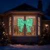 Pre-lit Outdoor Giant Bowknot Christmas Decoration, Lighted Metal Frame with 124 Green LED Lights