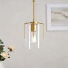 Farmhouse Gold 1-Light Pendant with Clear Glass Shade – Adjustable Kitchen Island Light