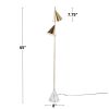 65" Brushed Gold Metal Floor Lamp with White Faux Marble Base – Modern Standing Light