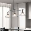 45" Industrial 3-Light Pendant Chandelier – Black Frame & Clear Glass Shades