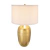 31-Inch Gold Aluminum Urn Table Lamp with White Fabric Shade