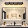 Modern 5-Light Black Bathroom Vanity Light with Clear Globe Glass Shades