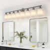 52-Inch 8-Light Bathroom Vanity Light – Brushed Nickel with Frosted Glass Shades
