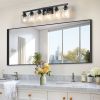 37" Modern 6-Light Black Bathroom Vanity Light with Clear Glass Shades