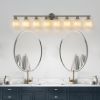 52-Inch 8-Light Bathroom Vanity Light – Brushed Nickel with Frosted Glass Shades