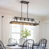 34" Black & Gold Vintage 5-Light Pendant Chandelier – Adjustable Chain