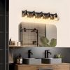 Modern 5-Light Black Bathroom Vanity Light with Clear Globe Glass Shades