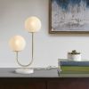 20" Modern Gold 2-Light Globe Table Lamp with Frosted Glass Shades