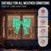 Pre-lit Outdoor Giant Bowknot Christmas Decoration, Lighted Metal Frame with 124 Green LED Lights