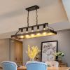 34" Black & Gold Vintage 5-Light Pendant Chandelier – Adjustable Chain