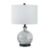 Sarris 23" White & Grey Swirled Glass Table Lamp with Linen Shade