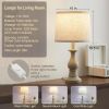 18.5" Vintage Farmhouse Table Lamps Set of 2 with Oatmeal Linen Shades