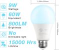 LED Light Bulbs, 60 Watt Equivalent LED Bulbs, Long Lifespan High Brightness 800LM Daylight White 5000K