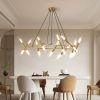 41" Golden Modern Branch Chandelier with Frosted Tubes & Adjustable Cords