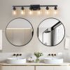 37" Modern 6-Light Black Bathroom Vanity Light with Clear Glass Shades