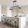 34" Black Industrial 5-Light Linear Chandelier – Adjustable Farmhouse Pendant