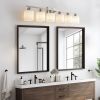 38" Nickel 6-Light Bathroom Vanity Light – Milky White Glass Shades