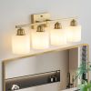 4-Light Gold Bathroom Vanity Light – Milky White Frosted Glass Shades