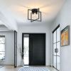 3-Light Ceiling Light Fixture, Black Semi-Flush Mount Chandelier with Geometric Metal Shade