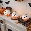 Light-Up Ghost Pumpkin Halloween Decorations, Set of 3