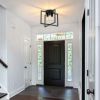 3-Light Ceiling Light Fixture, Black Semi-Flush Mount Chandelier with Geometric Metal Shade