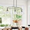 45" Industrial 3-Light Pendant Chandelier – Black Frame & Clear Glass Shades