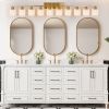 6.5" Modern Gold Bathroom Vanity Light – Milky White Glass Shade