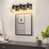 Modern 3-Light Matte Black Bathroom Vanity Light with Clear Glass Shades