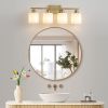 4-Light Gold Bathroom Vanity Light – Milky White Frosted Glass Shades