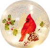 Glass Globe Cardinal Christmas Lamp – LED Crackle Ball with Snowflake & Timer
