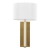 28" Metal Table Lamp in Antique Brass and White Linen Shade