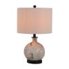 Sarris 23" White & Grey Swirled Glass Table Lamp with Linen Shade