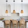 Set of 3 Rustic Hemp Rope Pendant Lights – Farmhouse Hanging Fixtures