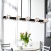 10-Light Black Farmhouse Rectangle Chandelier with Crystal Accents
