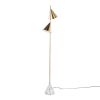 65" Brushed Gold Metal Floor Lamp with White Faux Marble Base – Modern Standing Light