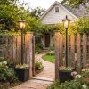 2-Pack 63-Inch Solar Lamp Posts with Planter and Dusk-to-Dawn LED