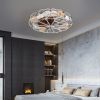 Low-Profile Caged Ceiling Fan with Lights & Remote – Modern Industrial Design