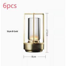 2-Pack Portable Cordless LED Table Lamps – 5000mAh Touch Dimmable Lights (Option: StyleB Gold 6pcs)