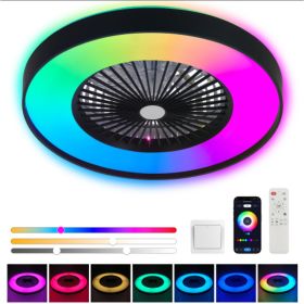 23" Black Smart Ceiling Fan with RGB LED Light – App & Remote Control (Option: Black)
