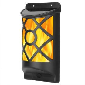 1Pc Flame Solar Lights Outdoor 96 LEDs Waterproof Flickering Flame Wall Mount Lamp Auto On Off Sensor Decorative Lan (Option: Black)