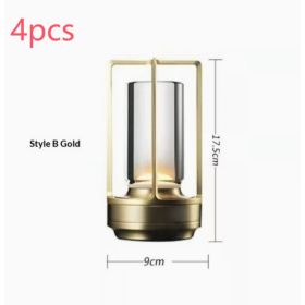 2-Pack Portable Cordless LED Table Lamps – 5000mAh Touch Dimmable Lights (Option: StyleB Gold 4pcs)