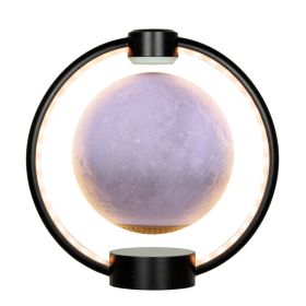 Magnetic Levitation Moon Lamp with Bluetooth Speaker – 3D Color-Changing Light (Option: Black moon-US)